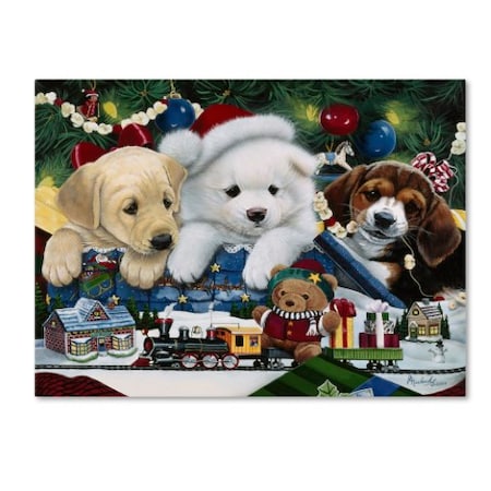 Jenny Newland 'Curious Christmas Pups' Canvas Art,14x19